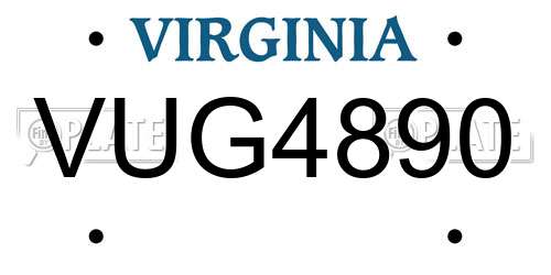 VUG4890 Virginia License Plate