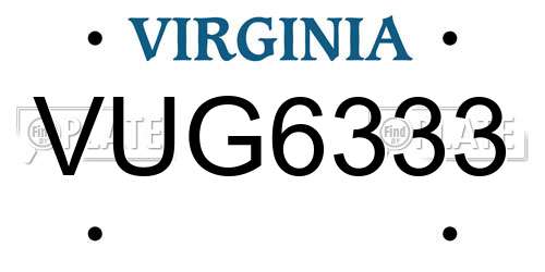VUG6333 Virginia License Plate