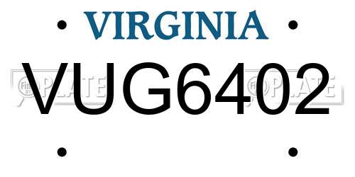 VUG6402 Virginia License Plate