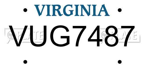 VUG7487 Virginia License Plate