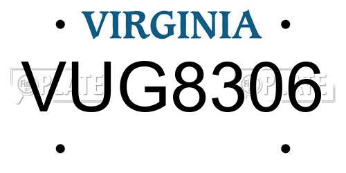 VUG8306 Virginia License Plate