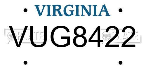 VUG8422 Virginia License Plate