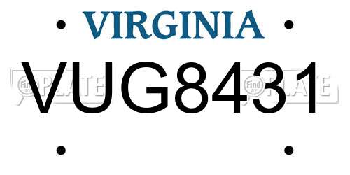 VUG8431 Virginia License Plate
