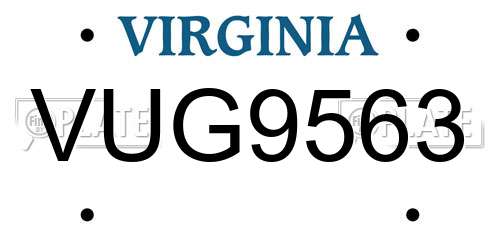VUG9563 Virginia License Plate