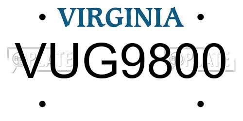 VUG9800 Virginia License Plate
