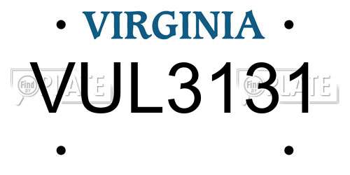 VUL3131 Virginia License Plate