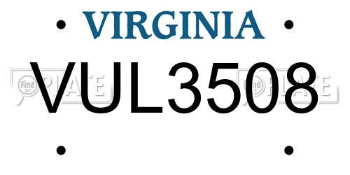 VUL3508 Virginia License Plate