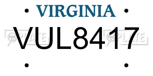 VUL8417 Virginia License Plate