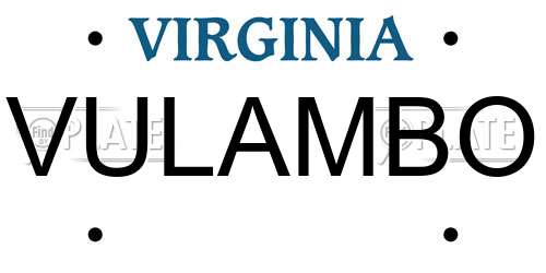 VULAMBO Virginia License Plate