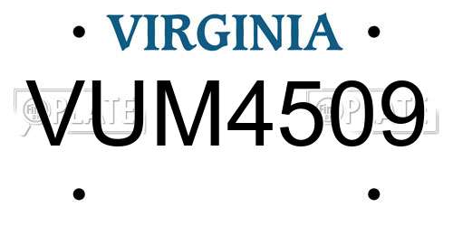VUM4509 Virginia License Plate