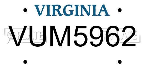 VUM5962 Virginia License Plate