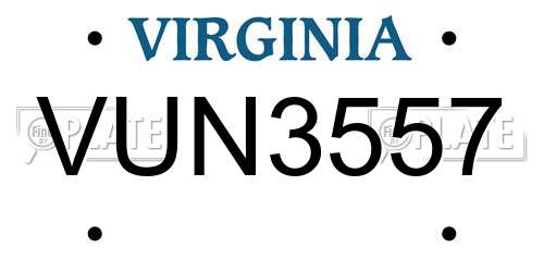 VUN3557 Virginia License Plate