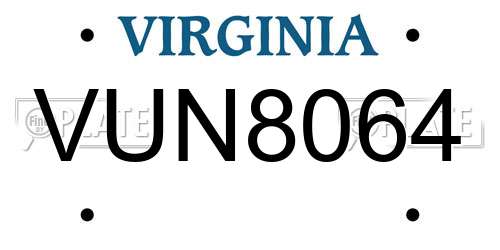 VUN8064 Virginia License Plate