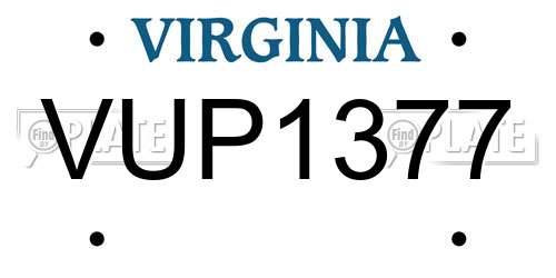 VUP1377 Virginia License Plate