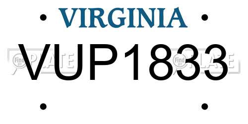 VUP1833 Virginia License Plate