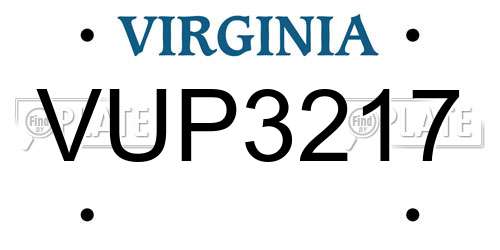 VUP3217 Virginia License Plate