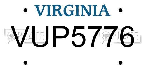 VUP5776 Virginia License Plate