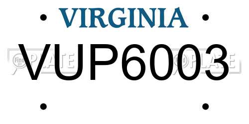 VUP6003 Virginia License Plate