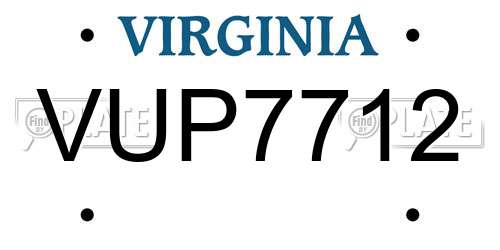 VUP7712 Virginia License Plate