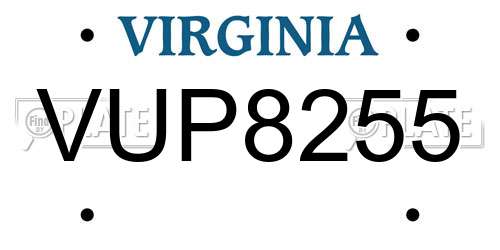 VUP8255 Virginia License Plate