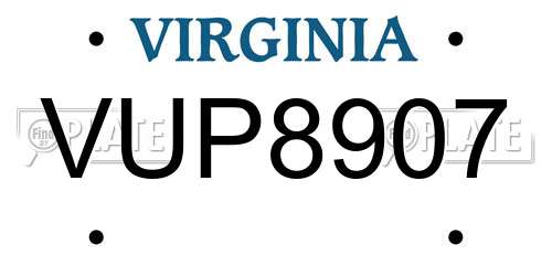 VUP8907 Virginia License Plate