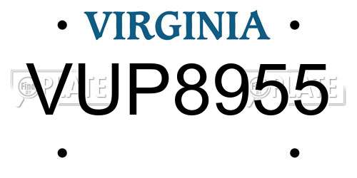 VUP8955 Virginia License Plate