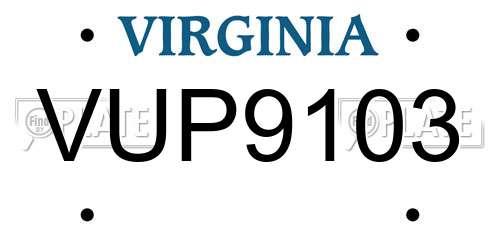 VUP9103 Virginia License Plate