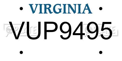 VUP9495 Virginia License Plate