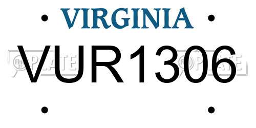 VUR1306 Virginia License Plate