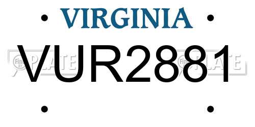 VUR2881 Virginia License Plate
