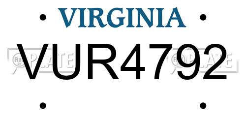 VUR4792 Virginia License Plate