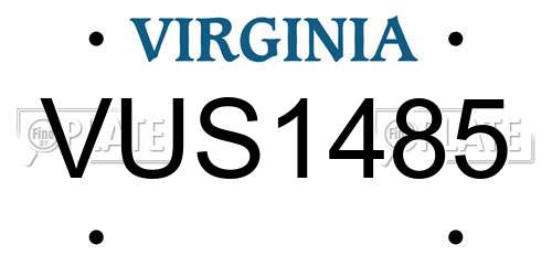 VUS1485 Virginia License Plate