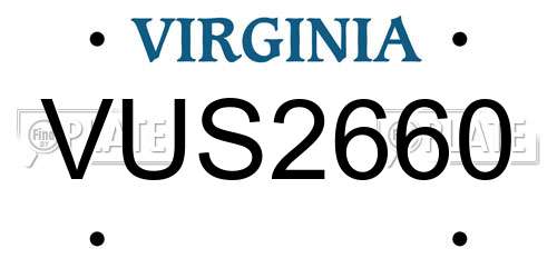 VUS2660 Virginia License Plate