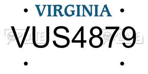 VUS4879 Virginia License Plate