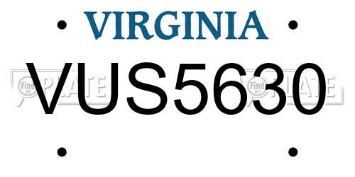 VUS5630 Virginia License Plate