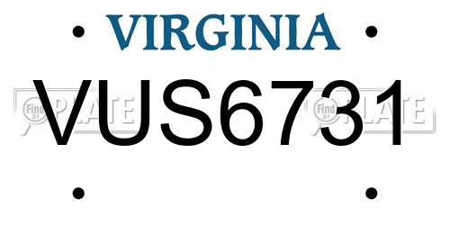 VUS6731 Virginia License Plate
