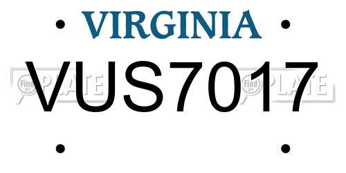 VUS7017 Virginia License Plate