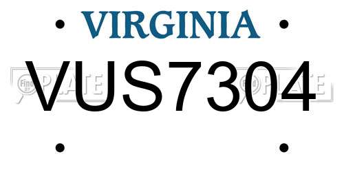 VUS7304 Virginia License Plate