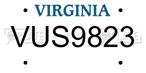 VUS9823 Virginia License Plate