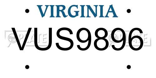 VUS9896 Virginia License Plate