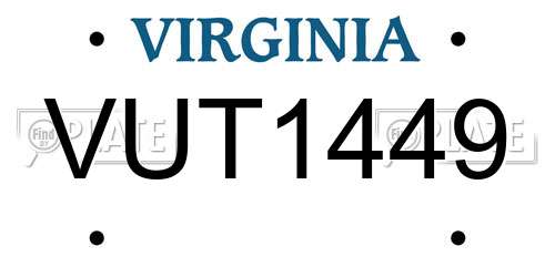 VUT1449 Virginia License Plate