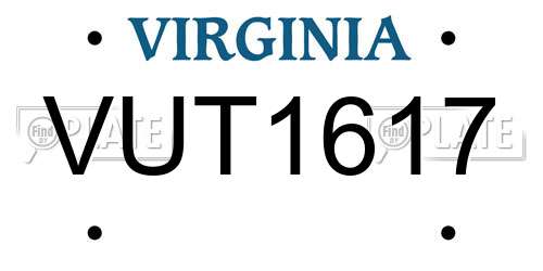 VUT1617 Virginia License Plate