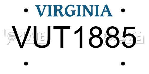 VUT1885 Virginia License Plate