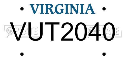 VUT2040 Virginia License Plate