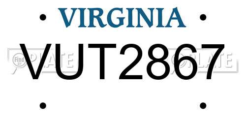 VUT2867 Virginia License Plate