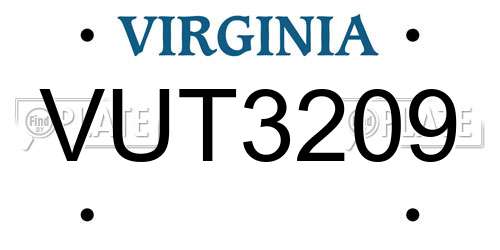 VUT3209 Virginia License Plate