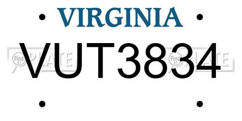 VUT3834 Virginia License Plate