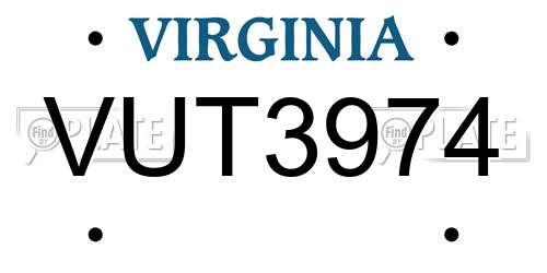 VUT3974 Virginia License Plate