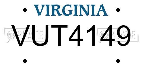 VUT4149 Virginia License Plate