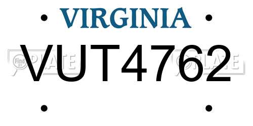 VUT4762 Virginia License Plate